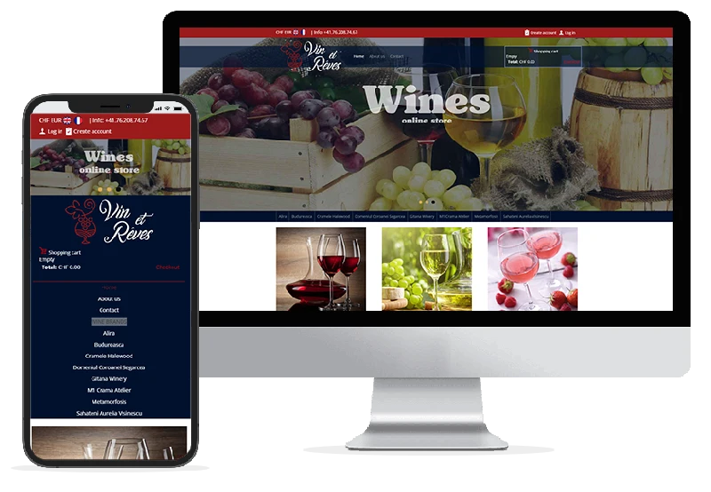 Realizare web design pentru site Vin et Reves eshop